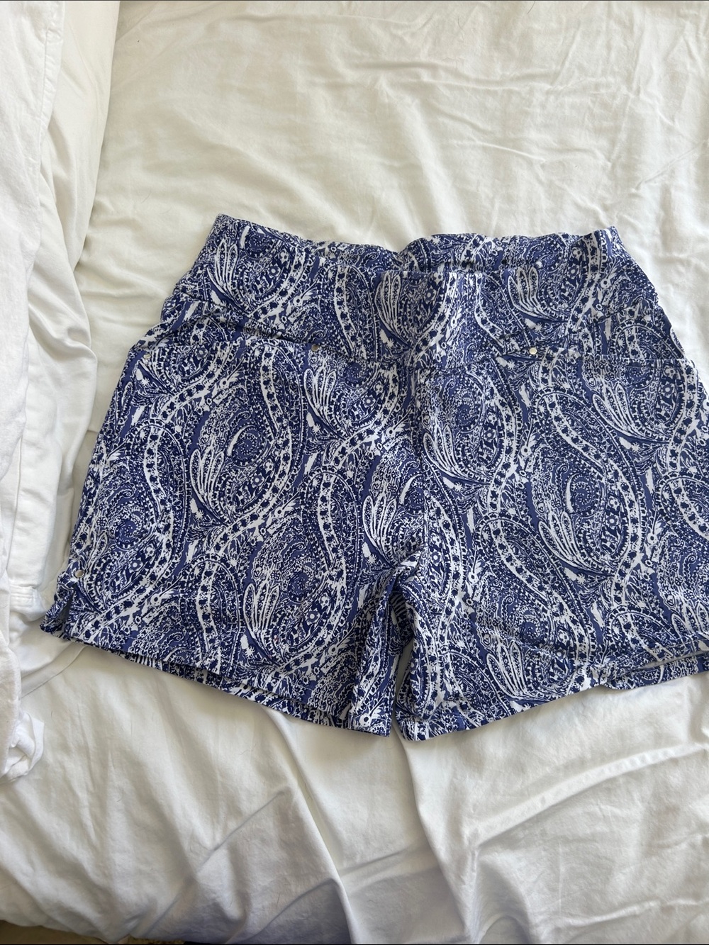 INC International Concepts Blue Paisley High-Waist Women’s Shorts